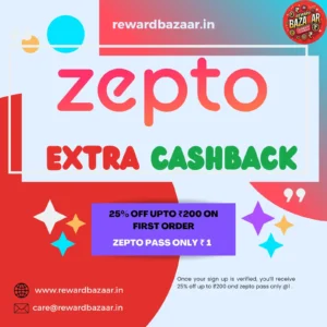 Zepto Referral Code: 25% off first order and get @1 Zepto pass